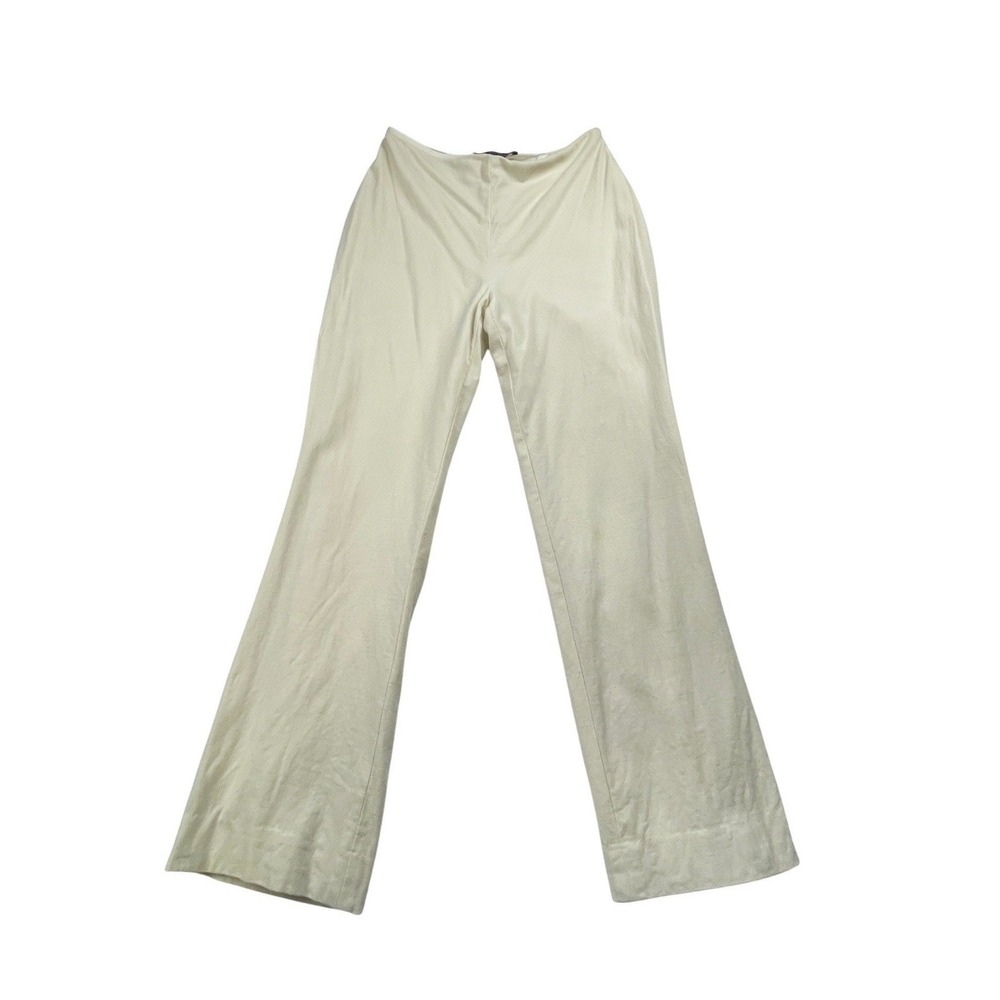 Ralph Lauren Purple Label Cream Wool Silk Pants Mid Rise Straight Trousers USA 6
